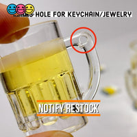 Beer Glass Mug Mini Charm With Holes Miniature Realistic Cabochons Fake Food 5 Pcs
