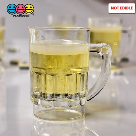 Beer Glass Mug Mini Charm With Holes Miniature Realistic Cabochons Fake Food 5 Pcs