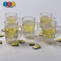 Beer Glass Mug Mini Charm With Holes Miniature Realistic Cabochons Fake Food 5 Pcs