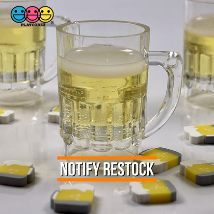 Beer Glass Mug Mini Charm With Holes Miniature Realistic Cabochons Fake Food 5 Pcs