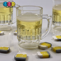 Beer Glass Mug Mini Charm With Holes Miniature Realistic Cabochons Fake Food 5 Pcs