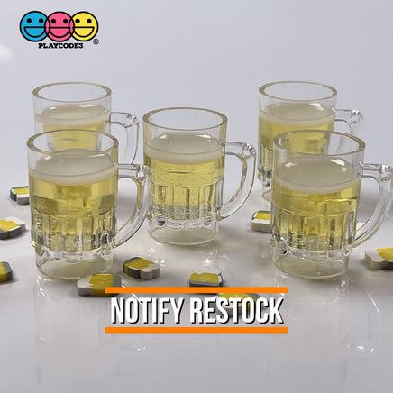 Beer Glass Mug Mini Charm With Holes Miniature Realistic Cabochons Fake Food 5 Pcs