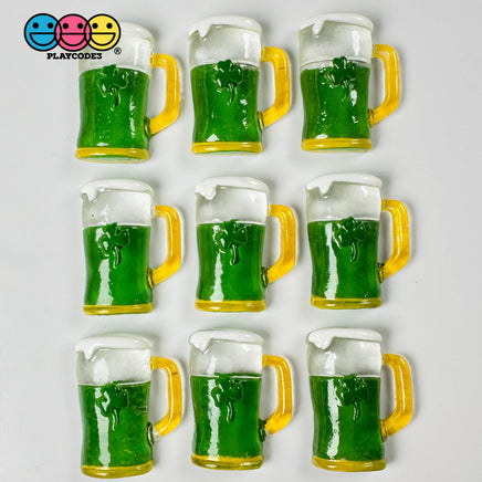 Beer Mug Irish Shamrock Leprechaun Flat Back Charms Cabochons Saint Patricks Day Decoden 10 Pcs