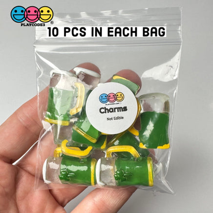 Beer Mug Irish Shamrock Leprechaun Flat Back Charms Cabochons Saint Patricks Day Decoden 10 Pcs