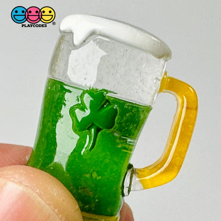 Beer Mug Irish Shamrock Leprechaun Flat Back Charms Cabochons Saint Patricks Day Decoden 10 Pcs