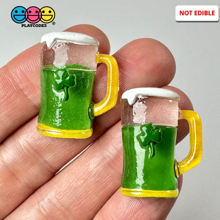 Beer Mug Irish Shamrock Leprechaun Flat Back Charms Cabochons Saint Patricks Day Decoden 10 Pcs