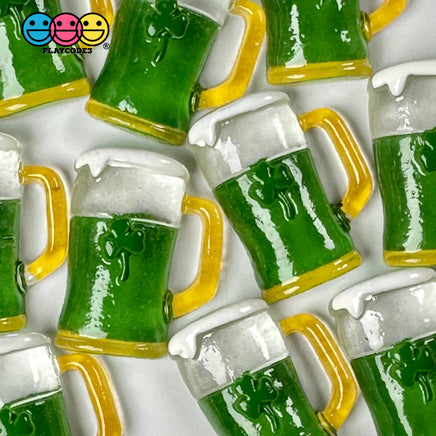 Beer Mug Irish Shamrock Leprechaun Flat Back Charms Cabochons Saint Patricks Day Decoden 10 Pcs
