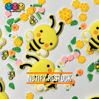 Bees Soft Bendable Flatback Charms Cabochons Flowers 10Pcs Charm