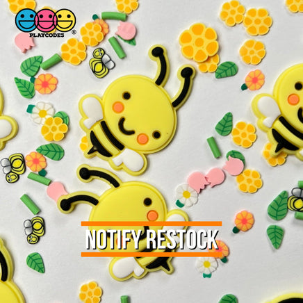 Bees Soft Bendable Flatback Charms Cabochons Flowers 10Pcs Charm