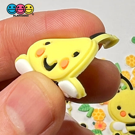Bees Soft Bendable Flatback Charms Cabochons Flowers 10Pcs Charm