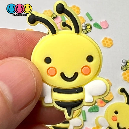 Bees Soft Bendable Flatback Charms Cabochons Flowers 10Pcs Charm