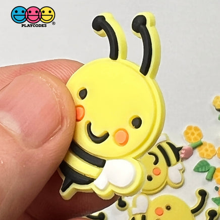 Bees Soft Bendable Flatback Charms Cabochons Flowers 10Pcs Charm