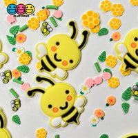 Bees Soft Bendable Flatback Charms Cabochons Flowers 10Pcs Charm