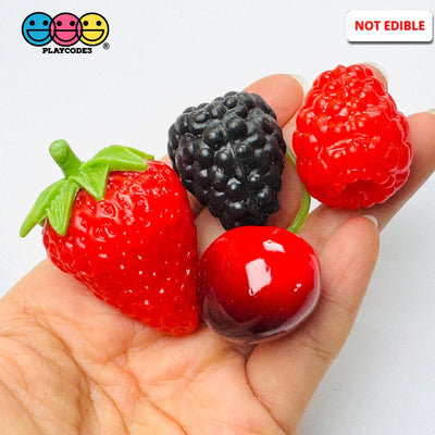 Berries Strawberry FAKE NOT EDIBLE Strawberries Raspberry Blackberry Cherry Fake Fruit Charms - Fake Food
