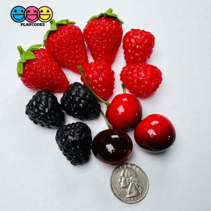 Berries Strawberry FAKE NOT EDIBLE Strawberries Raspberry Blackberry Cherry Fake Fruit Charms - Fake Food