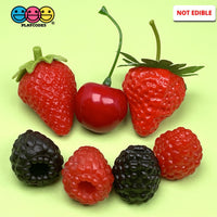 Berries Strawberries Raspberries Blackberries Cherries Realistic Fake Fruit Charms Cabochon Charm