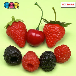 Berries Strawberries Raspberries Blackberries Cherries Realistic Fake Fruit Charms Cabochon Charm