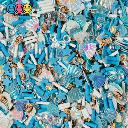 Big Blue Sea Mix Clown Fish Rhinestone Diamonds Stars Polymer Fake Clay Sprinkles Decoden Fimo