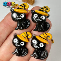 Black Cat With Orange Hat Halloween Charm Cabochons Decoden Charms