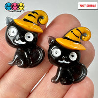Black Cat With Orange Hat Halloween Charm Cabochons Decoden Charms