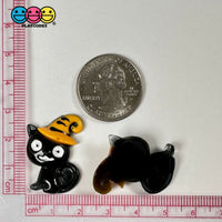 Black Cat With Orange Hat Halloween Charm Cabochons Decoden Charms