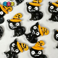 Black Cat With Orange Hat Halloween Charm Cabochons Decoden Charms