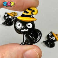 Black Cat With Orange Hat Halloween Charm Cabochons Decoden Charms