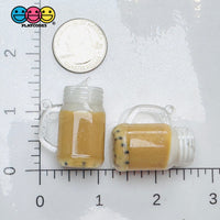 Boba Tea Mug Charm with Whipped Cream Topping Hole for Keychain Jewelry Cabochons 5 pcs Charm