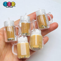 Boba Tea Mug Charm with Whipped Cream Topping Hole for Keychain Jewelry Cabochons 5 pcs Charm