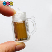 Boba Tea Mug Charm with Whipped Cream Topping Hole for Keychain Jewelry Cabochons 5 pcs Charm
