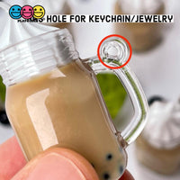 Boba Tea Mug Charm With Whipped Cream Topping Hole For Keychain Jewelry Cabochons 5 Pcs