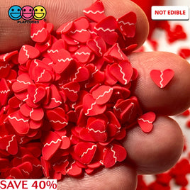 Broken Heart Red Fimo Faux Sprinkle Mix Valentines Day Fake Bake Funfetti