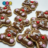 Brown Teddy Bear Valentines Day Red Heart Flatback Cabochons Decoden Charm 10 Pcs Playcode3 Llc