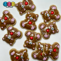 Brown Teddy Bear Valentines Day Red Heart Flatback Cabochons Decoden Charm 10 Pcs Playcode3 Llc