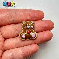 Brown Teddy Bear Valentines Day Red Heart Flatback Cabochons Decoden Charm 10 Pcs Playcode3 Llc