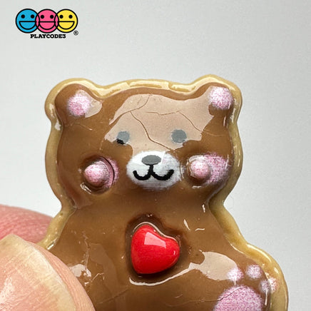 Brown Teddy Bear Valentines Day Red Heart Flatback Cabochons Decoden Charm 10 Pcs Playcode3 Llc