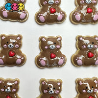 Brown Teddy Bear Valentines Day Red Heart Flatback Cabochons Decoden Charm 10 Pcs Playcode3 Llc