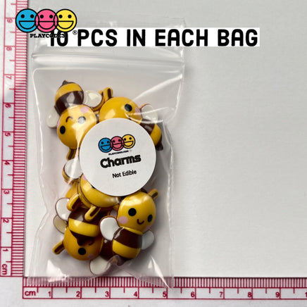 Bumblebee Concave Back Bee Charms Honey Bees Smile Kawaii Charm Cabochons 10 Pcs