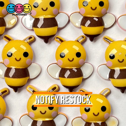 Bumblebee Concave Back Bee Charms Honey Bees Smile Kawaii Charm Cabochons 10 Pcs