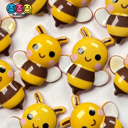 Bumblebee Concave Back Bee Charms Honey Bees Smile Kawaii Charm Cabochons 10 Pcs