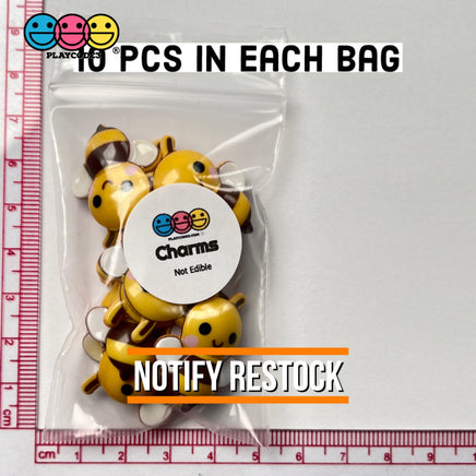 Bumblebee Concave Back Bee Charms Honey Bees Smile Kawaii Charm Cabochons 10 Pcs