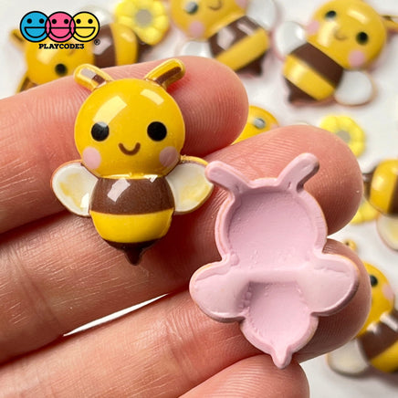 Bumblebee Concave Back Bee Charms Honey Bees Smile Kawaii Charm Cabochons 10 Pcs