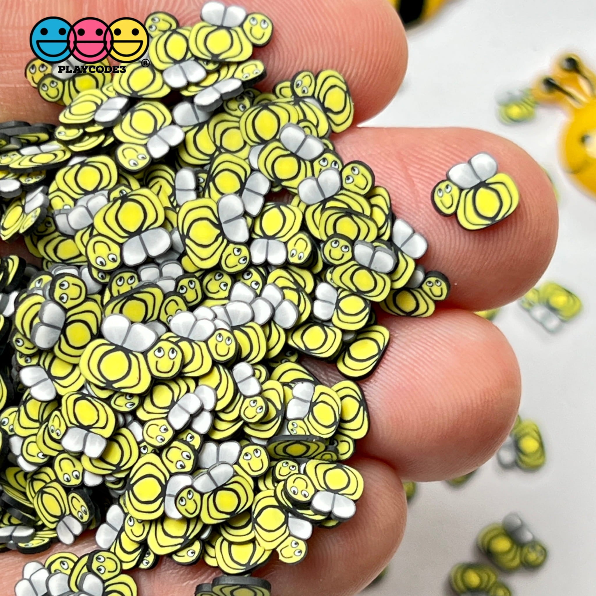 Bumblebee Smile Face Fimo Slices Polymer Clay Fake Sprinkles Bees