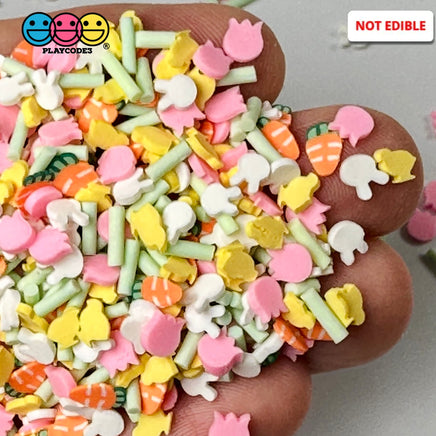 Bunny Chick Carrot Tulip Flower Patch Mix Fimo Faux Sprinkle Fake Bake Easter Funfetti Playcode3 Llc
