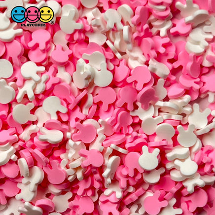 Bunny Pink And White Rabbit Heads Fimo Mix Faux Sprinkle Fake Bake Confetti Easter Funfetti 20 Grams
