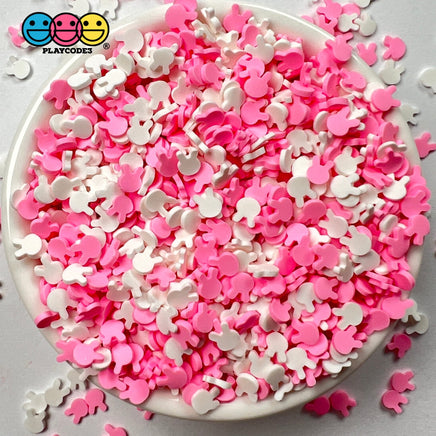 Bunny Pink And White Rabbit Heads Fimo Mix Faux Sprinkle Fake Bake Confetti Easter Funfetti