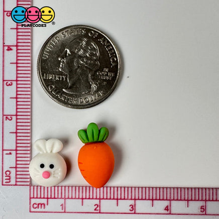 Bunny Rabbit & Carrots Mini Flat Back Charms Easter Cabochons Decoden 3 Options 10Pcs Playcode3 Llc