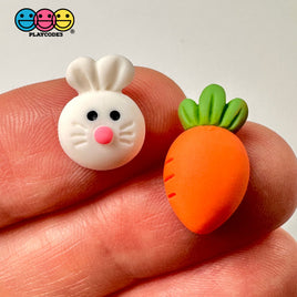 Bunny Rabbit & Carrots Mini Flat Back Charms Easter Cabochons Decoden 3 Options 10Pcs Playcode3 Llc