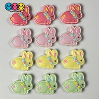 Bunny Rabbit Flat Back Flower Collar Charms 4 Colors Mix Option Cabochon 10/12Pcs Playcode3 Llc Mix