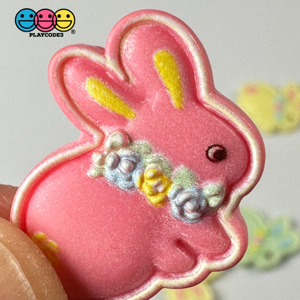 Bunny Rabbit Flat Back Flower Collar Charms 4 Colors Mix Option Cabochon 10/12Pcs Playcode3 Llc